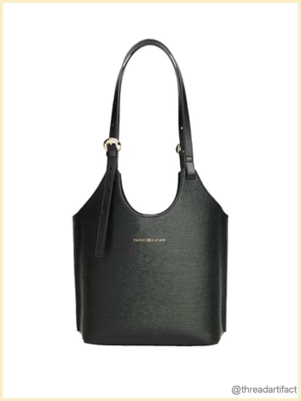 PU Leather Mini Tote with Push Lock, Adjustable Strap
